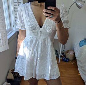 White Eyelet Mini Dress